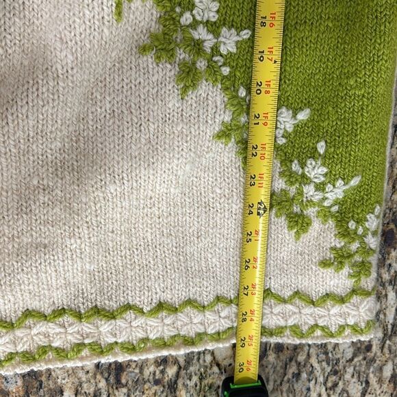 Express Tricot Y2K Vintage 90s Green And Ivory Wool Pullover Sweater Size S - Picture 7 of 7